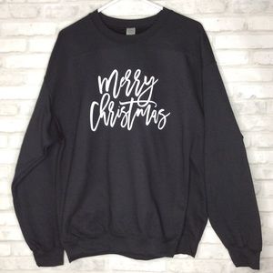 Gildan, Large, Black sweatshirt. Merry Christmas.